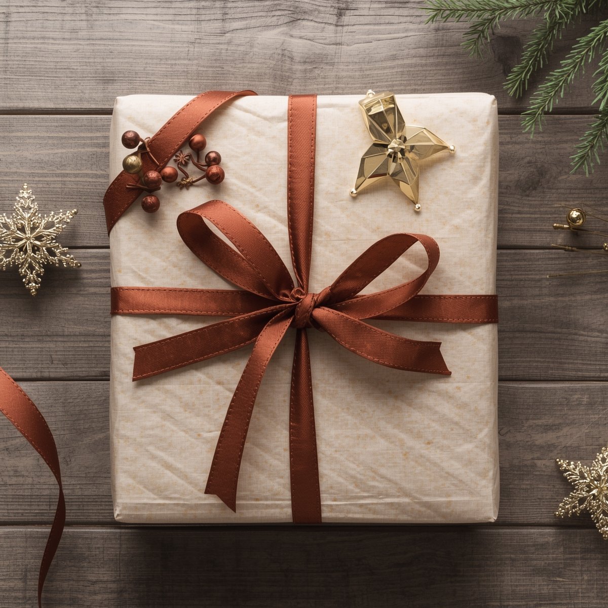 Tyylikkäästi pakatut lahjapaketit rivissä