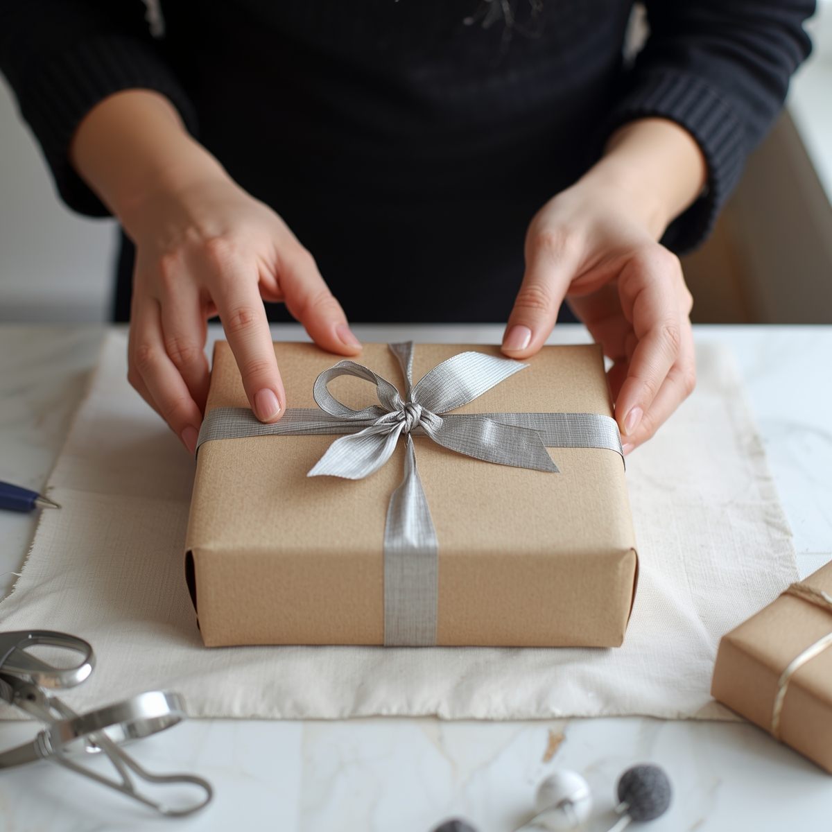 Tiimi suunnittelemassa räätälöityjä lahjapaketteja